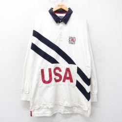 【50%OFF】L★古着 ラルフローレン Ralph Lauren チャップス 長袖 ブランド ラガー シャツ メンズ 90年代 90s ワンポイントロゴ USAロゴ ロング丈 コットン 白他 ホワイト 25aug12 中古 トップス