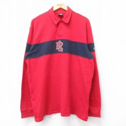 XL★古着 ラルフローレン Ralph Lauren ポロジーンズ 長袖 ブランド ポロ シャツ メンズ ビッグロゴ 刺繍 コットン 赤他 レッド 25aug12 中古 トップス