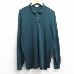 【50%OFF】M★古着 エルエルビーン LLBEAN 長袖 ブランド ポロ シャツ メンズ 80年代 80s 緑 グリーン 25aug18 中古 トップス