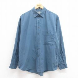 L★古着 ドッカーズ 長袖 ブランド シャツ メンズ 90年代 90s ワンポイントロゴ コットン 紺 ネイビー 25aug19 中古 トップス