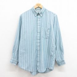 【20%OFF】L★古着 エルエルビーン LLBEAN 長袖 ブランド シャツ メンズ 90年代 90s ボタンダウン USA製 薄青緑 25aug19 中古 トップス