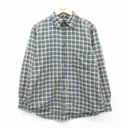 L★古着 ギャップ GAP 長袖 ブランド シャツ メンズ 00年代 00s コットン 緑他 グリーン チェック 25aug22 中古 トップス