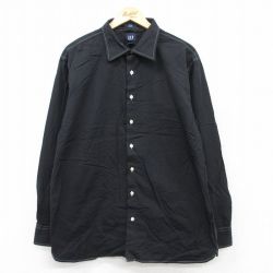【50%OFF】XL★古着 ギャップ GAP 長袖 ブランド シャツ メンズ 00年代 00s　ロング丈 黒 ブラック 25aug22 中古 トップス
