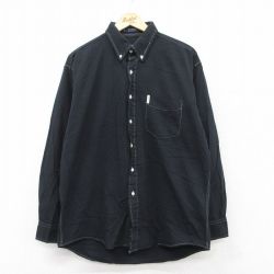 【20%OFF】L★古着 ラルフローレン Ralph Lauren チャップス 長袖 ブランド シャツ メンズ 90年代 90s コットン ボタンダウン 黒 ブラック 25aug22 中古 トップス