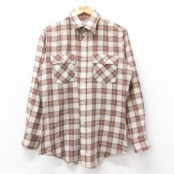 M★古着 リーバイス Levis 長袖 ブランド シャツ メンズ 80年代 80s ベージュ他 カーキ チェック 25aug25 中古 トップス