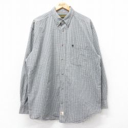 XL★古着 ティンバーランド 長袖 ブランド シャツ メンズ 00年代 00s ワンポイントロゴ 大きいサイズ ロング丈 コットン ボタンダウン グレー他 チェック 25aug25 中古 トップス
