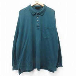 XL★古着 エディーバウアー 長袖 ブランド ポロ シャツ メンズ 90年代 90s 大きいサイズ コットン 緑 グリーン 25aug25 中古 トップス
