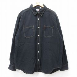 XL★古着 リーバイス Levis 長袖 ブランド シャツ メンズ 大きいサイズ コットン 黒 ブラック 25aug26 中古 トップス