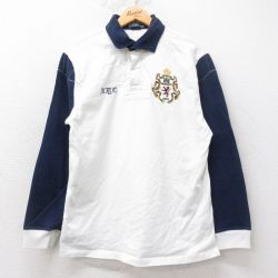 M★古着 ラルフローレン Ralph Lauren 長袖 ブランド ラガー シャツ メンズ 90年代 90s ワンポイントロゴ 6 ヒジ当て コットン 白他 ホワイト 25aug26 中古 トップス