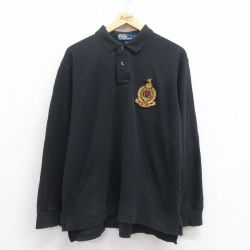 L★古着 長袖 ブランド シャツ メンズ 90年代 90s 鹿の子 コットン 黒 ブラック 25aug27 中古 トップス