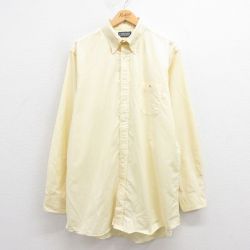 XL★古着 ランズエンド 長袖 ブランド シャツ メンズ 00年代 00s ロング丈 ボタンダウン 黄 イエロー 25aug27 中古 トップス