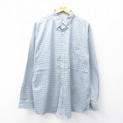 XL★古着 エルエルビーン LLBEAN 長袖 ブランド シャツ メンズ 00年代 00s 大きいサイズ ロング丈 コットン ボタンダウン 薄紺他 ネイビー チェック 25sep02 中古 トップス