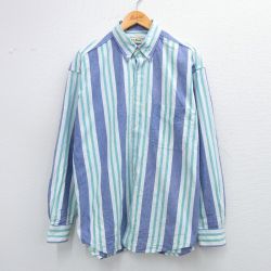 エルエルビーン 80s 長袖シャツ ストライプ ネイビー XL | 古着