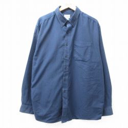 XL★古着 エルエルビーン LLBEAN 長袖 ブランド シャツ メンズ 00年代 00s 大きいサイズ ロング丈 コットン ボタンダウン 紺 ネイビー 25sep02 中古 トップス