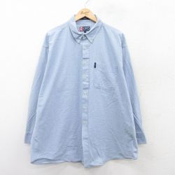 【20%OFF】XL★古着 ラルフローレン Ralph Lauren チャップス 長袖 ブランド シャツ メンズ 90年代 90s オックスフォード 大きいサイズ ロング丈 コットン ボタンダウン USA製 薄紺 ネイビー 25sep02 中古 トップス