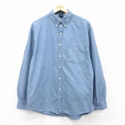 XL★古着 ギャップ GAP 長袖 ブランド シャツ メンズ 00年代 00s コットン ボタンダウン 薄紺 ネイビー 25sep02 中古 トップス