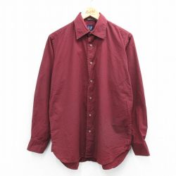 L★古着 ギャップ GAP 長袖 ブランド シャツ メンズ 00年代 00s エンジ 25sep03 中古 トップス