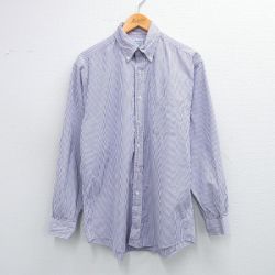 L★古着 ブルックスブラザーズ BROOKS BROTHERS 長袖 ブランド シャツ メンズ 90年代 90s コットン ボタンダウン USA製 紫他 パープル ストライプ 【spe】 25sep03 中古 トップス