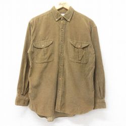 M★古着 ギャップ GAP 長袖 ブランド シャツ メンズ 80年代 80s コーデュロイ コットン ボタンダウン 茶 ブラウン 25sep03 中古 トップス