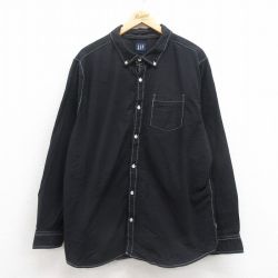 XL★古着 ギャップ GAP 長袖 ブランド シャツ メンズ ボタンダウン 黒 ブラック 25sep05 中古 トップス