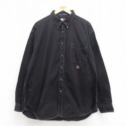 トミーヒルフィガー 90s 長袖シャツ ワンポイントロゴ ブラック XL | 古着
