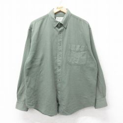 XL★古着 エディーバウアー 長袖 ブランド シャツ メンズ 00年代 00s コットン ボタンダウン 緑系 グリーン 25sep10 中古 トップス