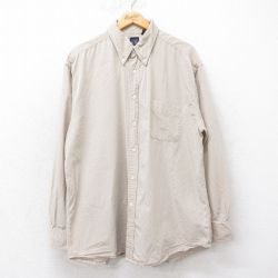 XL★古着 ギャップ GAP 長袖 ブランド シャツ メンズ ロング丈 コットン ボタンダウン ベージュ他 カーキ チェック 25sep10 中古 トップス
