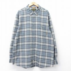 【20%OFF】XL★古着 ティンバーランド 長袖 ブランド シャツ メンズ 00年代 00s 大きいサイズ ロング丈 コットン ボタンダウン 紺他 ネイビー チェック 25sep11 中古 トップス