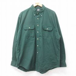 【50%OFF】ドッカーズ 90s 長袖シャツ ワンポイントロゴ グリーン XL | 古着