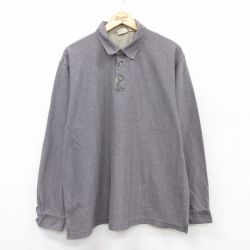 XL★古着 エルエルビーン LLBEAN 長袖 ブランド ポロ シャツ メンズ 00年代 00s ヘリンボーン コットン グレー他 25sep16 中古 トップス