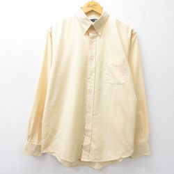 L★古着 ランズエンド 長袖 ブランド シャツ メンズ 00年代 00s ボタンダウン 黄 イエロー 25sep18 中古 トップス