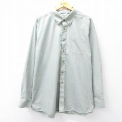 【20%OFF】XL★古着 エルエルビーン LLBEAN 長袖 ブランド シャツ メンズ 00年代 00s 大きいサイズ ロング丈 コットン ボタンダウン 緑系 グリーン 25sep18 中古 トップス