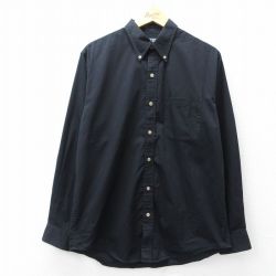 L★古着 ランズエンド 長袖 ブランド シャツ メンズ 00年代 00s 黒 ブラック 25sep18 中古 トップス