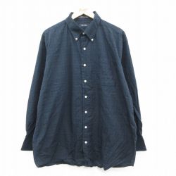 XL★古着 ノーティカ NAUTICA 長袖 ブランド シャツ メンズ 大きいサイズ ロング丈 コットン ボタンダウン 黒他 ブラック チェック 25sep22 中古 トップス