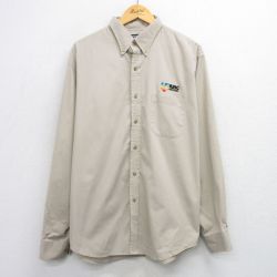 XL★古着 ランズエンド 長袖 ブランド シャツ メンズ 00年代 00s KING 大きいサイズ ロング丈 コットン ボタンダウン ベージュ カーキ 25sep25 中古 トップス