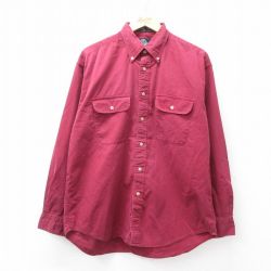 【50%OFF】ドッカーズ 90s 長袖シャツ ワンポイントロゴ バーガンディ XL | 古着
