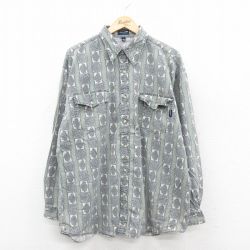 【50%OFF】ゲス 長袖シャツ 総柄 グリーン XL | 古着