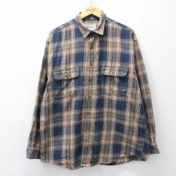 XL★古着 エディーバウアー 長袖 ブランド シャツ メンズ 00年代 00s コットン ベージュ他 カーキ タータン チェック 25oct27 中古 トップス