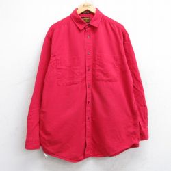 【50%OFF】エディーバウアー 90s 長袖シャツ レッド XL | 古着