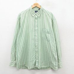 XL★古着 ギャップ GAP 長袖 ブランド シャツ メンズ 90年代 90s 大きいサイズ コットン ボタンダウン カナダ製 緑他 ストライプ 25nov11
