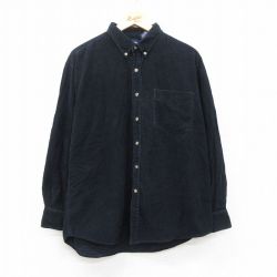 L★古着 ギャップ GAP 長袖 ブランド シャツ メンズ 90年代 90s コーデュロイ コットン ボタンダウン 黒【spe】 25nov11