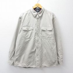 XL★古着 エディーバウアー 長袖 ブランド シャツ メンズ 00年代 00s コットン 薄ベージュ 内側フランネル 25nov14