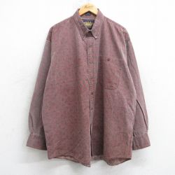 XL★古着 ラルフローレン チャップス 長袖 ブランド シャツ メンズ 80年代 80s 総柄 大きいサイズ ロング丈 コットン ボタンダウン エンジ他 25nov15