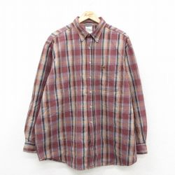 XL★古着 カーハート 長袖 ブランド シャツ メンズ 00年代 00s 大きいサイズ ロング丈 ボタンダウン エンジ他 チェック【spe】 25nov17