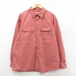 XL★古着 エルエルビーン 長袖 ブランド シャツ メンズ 00年代 00s 大きいサイズ ロング丈 コットン 茶系 25nov17