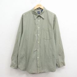 XL★古着 ギャップ GAP 長袖 ブランド シャツ メンズ 00年代 00s コットン 緑他 ストライプ 25nov19