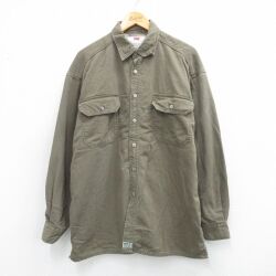 XL★古着 リーバイス Levis 長袖 ブランド シャツ メンズ 00年代 00s 大きいサイズ ロング丈 コットン 薄緑 内側フランネル 25nov27