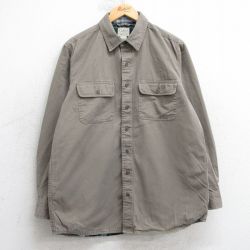 L★古着 エルエルビーン 長袖 ブランド シャツ メンズ 00年代 00s コットン ベージュ 内側フランネル 25dec02
