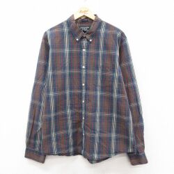 XL★古着 アバクロンビー 長袖 ブランド シャツ メンズ 00年代 00s 大きいサイズ コットン ボタンダウン 濃緑他 チェック 25dec09