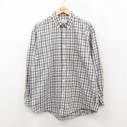 XL★古着 エディーバウアー 長袖 ブランド シャツ メンズ 00年代 00s コットン ボタンダウン 白他 チェック 25dec09